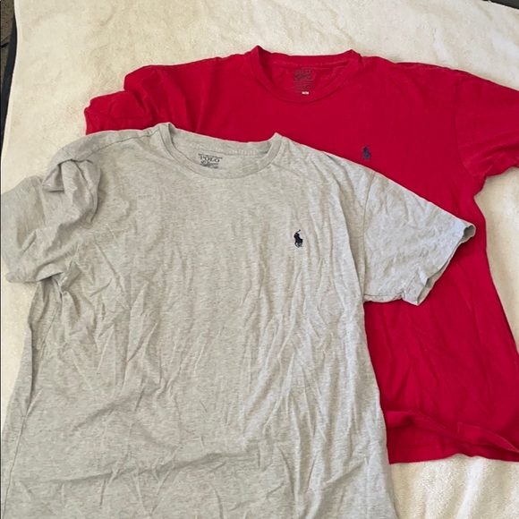 Set of 2 Polo 100% cotton red & gray medium - Picture 1 of 3